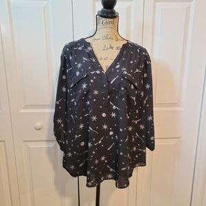 Black Harry Potter theme Georgette Pullover Blouse